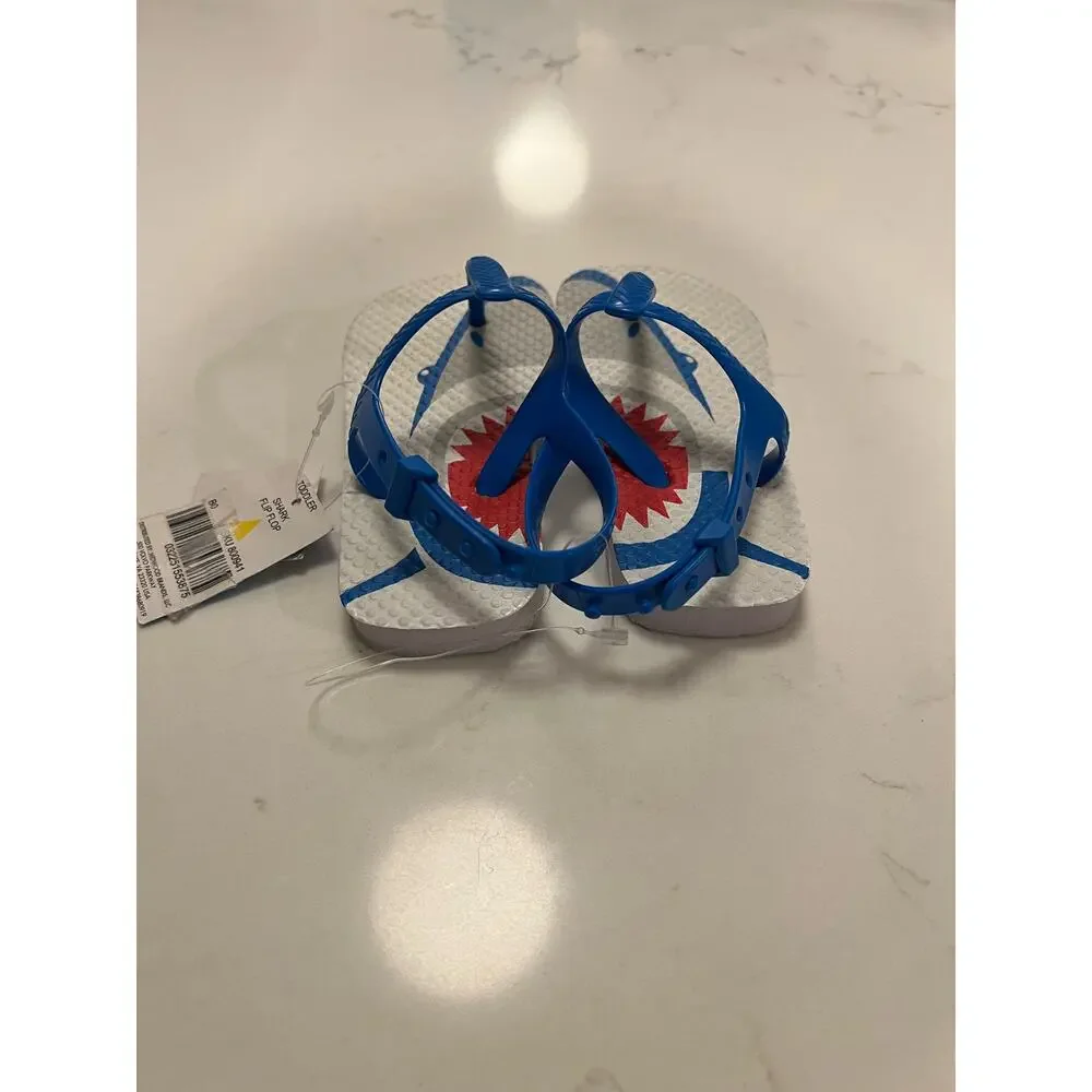 NWT Tropic Sun Toddler Shark Flip Flops 7/8